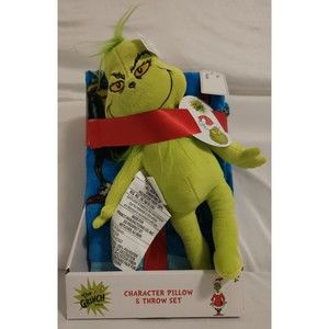 The Grinch Dr Seuss Plush Stuffed Toy Hugger and Throw Blanket Set Combo *NEW*
